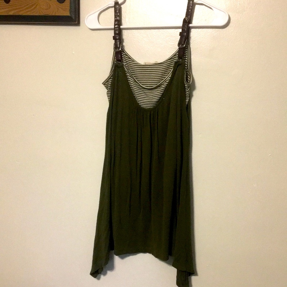 Dark green tank with belt like straps